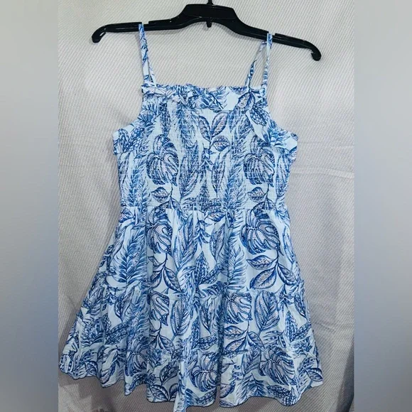 The Children's Place Blue and White Leaf Print Dress - Picture 3 of 5